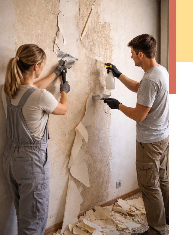 Снятие старых обоев в Вязьме от 5398 руб. под ключ недорого | ОТДЕЛОЧНИК-Взь