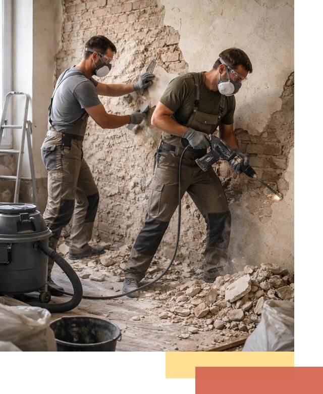 Демонтаж штукатурки со стен в Вязьме быстро и аккуратно