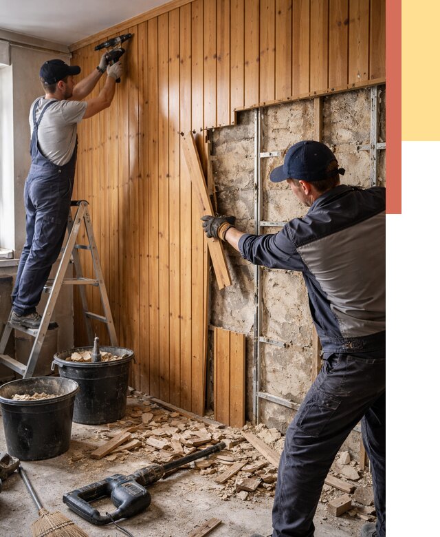 Демонтаж вагонки со стен в Вязьме от 1491 руб. — снятие, удаление, срочно | ОТДЕЛОЧНИК-Взь