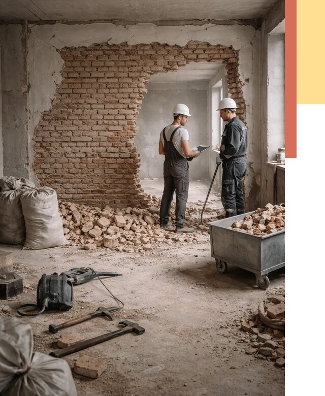 Демонтаж кирпичных стен в Вязьме от 4318 руб. — быстро, недорого, под ключ | ОТДЕЛОЧНИК-Взь