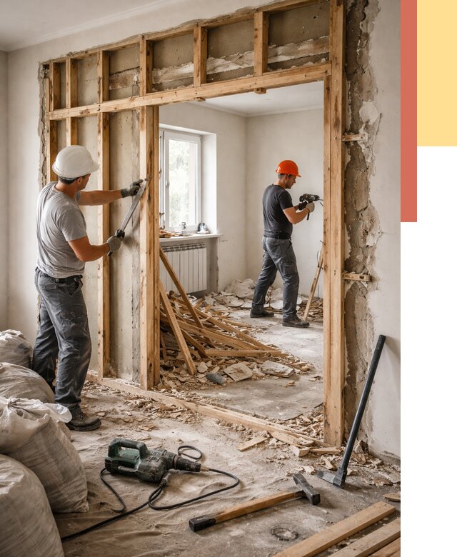 Демонтаж деревянных перегородок в Вязьме от 3290 руб. — быстро и недорого | ОТДЕЛОЧНИК-Взь