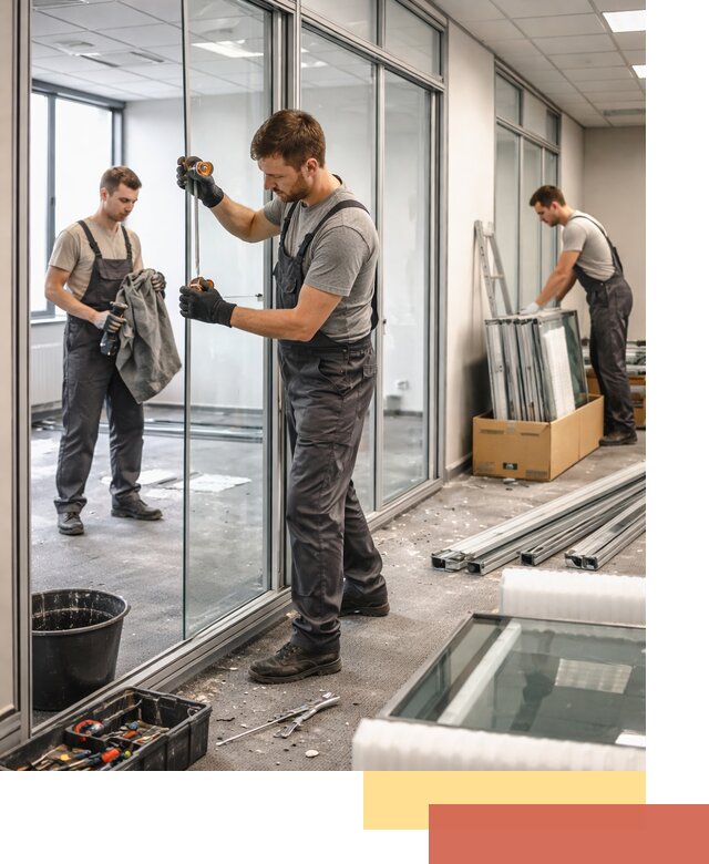 Демонтаж стеклянных перегородок в Вязьме быстро и безопасно