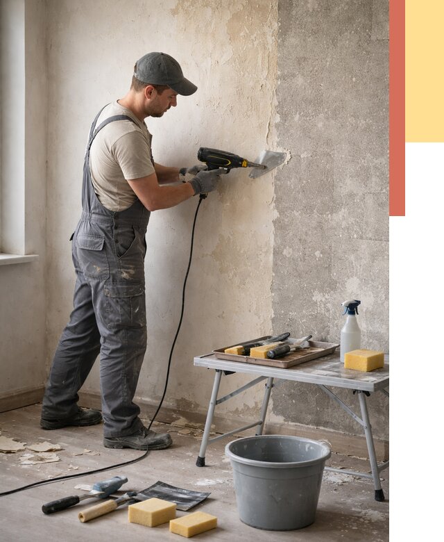 Очистка стен от клея в Вязьме от 1902 руб. — снятие и удаление клея со стен | ОТДЕЛОЧНИК-Взь