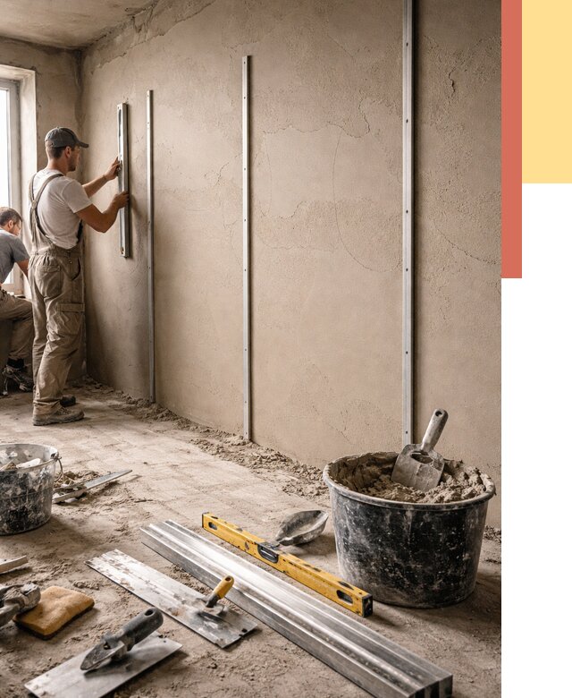 Штукатурка стен по маякам в Вязьме от 5655 руб./м² — выравнивание под ключ | ОТДЕЛОЧНИК-Взь