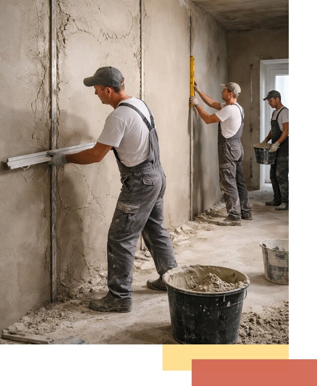 Штукатурка стен по маякам в Вязьме — точная и ровная поверхность