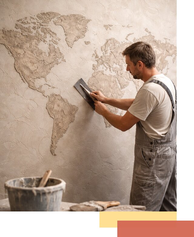 Декоративная штукатурка «Карта мира» под ключ в Вязьме