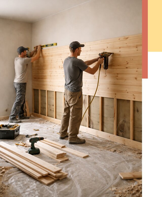 Монтаж деревянной вагонки на стены в Вязьме от 7712 руб. | Услуги монтажа вагонки | ОТДЕЛОЧНИК-Взь