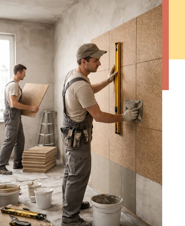 Монтаж пробковых панелей на стены в Вязьме от 3599 руб. — ОТДЕЛОЧНИК-Взь