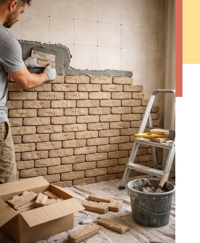 Монтаж декоративного кирпича в Вязьме от 3290 руб./м² — быстро и недорого | ОТДЕЛОЧНИК-Взь