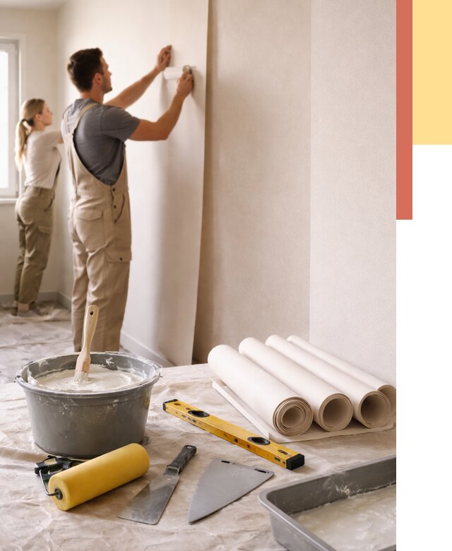 Поклейка бумажных обоев в Вязьме от 5655 руб./м2 — быстро и недорого | ОТДЕЛОЧНИК-Взь