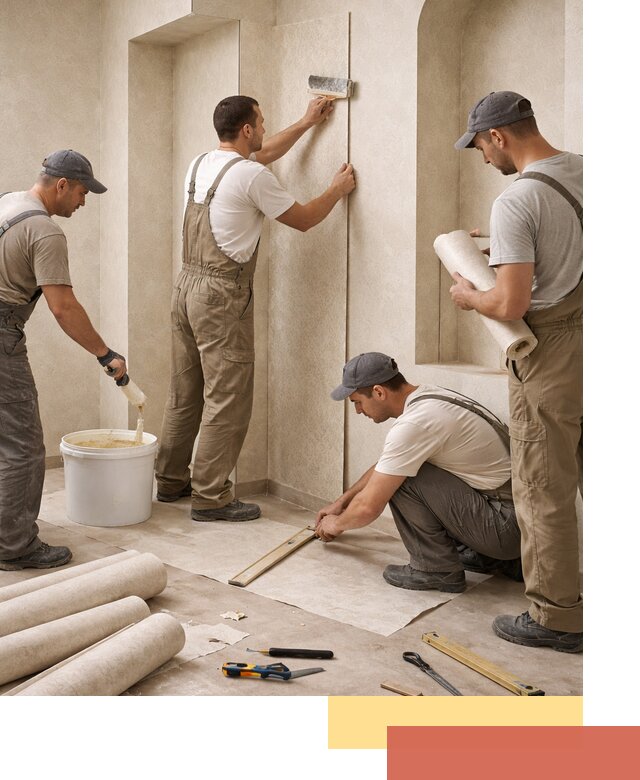 Поклейка обоев на сложные стены и неровные поверхности в Вязьме