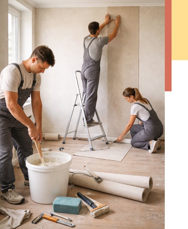 Оклейка стен обоями в Вязьме от 3599 руб/м2 — быстро и недорого | ОТДЕЛОЧНИК-Взь