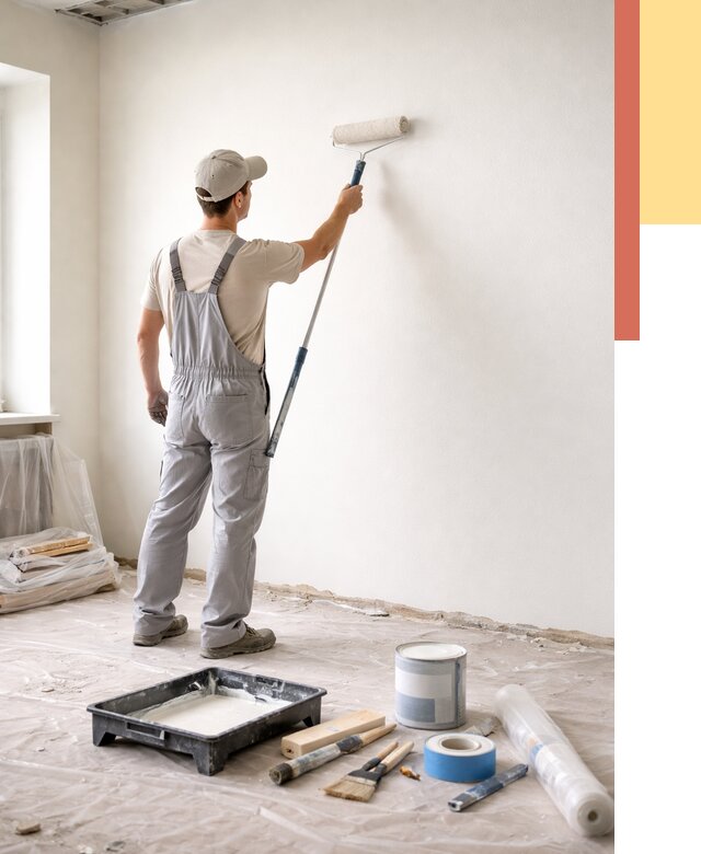 Покраска стен водоэмульсионной краской в Вязьме от 463 руб. за м² | ОТДЕЛОЧНИК-Взь