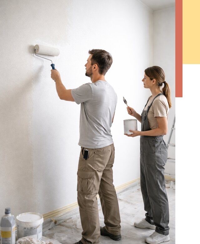 Окраска стен по стеклохолсту в Вязьме от 4627 руб/м² под ключ | ОТДЕЛОЧНИК-Взь