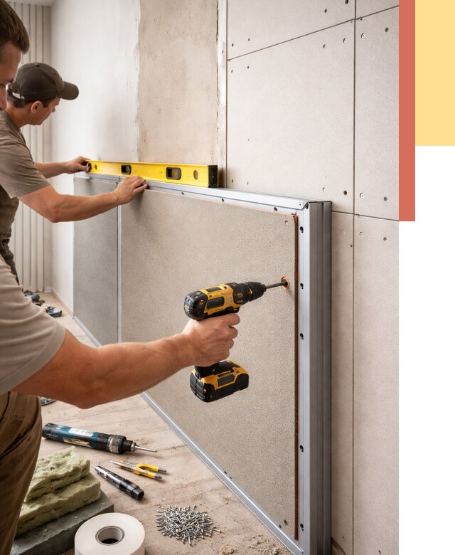 Шумоизоляция стен панелями ЗИПС в Вязьме от 2262 руб./м² под ключ | ОТДЕЛОЧНИК-Взь