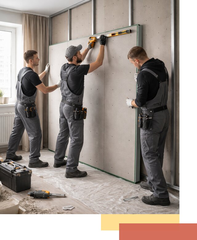 Шумоизоляция стен панелями ЗИПС в Вязьме для жилых и коммерческих помещений