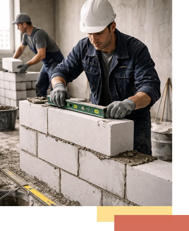 Кладка перегородок из пеноблока под ключ в Вязьме