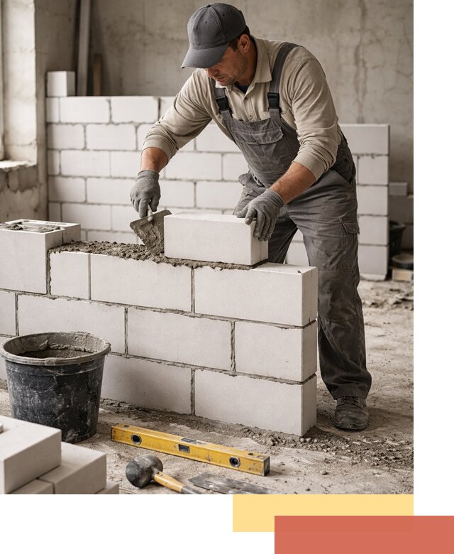 Кладка перегородок из силикатного блока в Вязьме