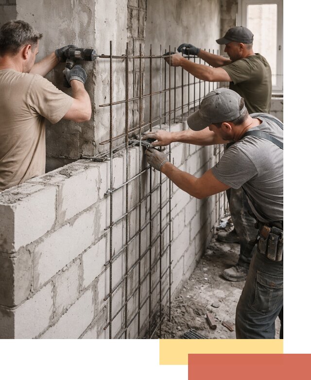 Армирование кладки перегородок в Вязьме профессионально и надёжно