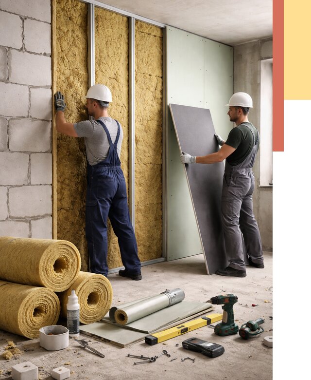 Шумоизоляция перегородок из блоков в Вязьме от 1902 руб./м² — быстро и недорого | ОТДЕЛОЧНИК-Взь