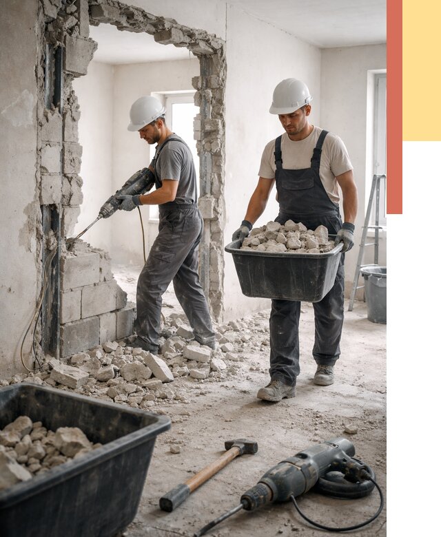 Демонтаж блоковых перегородок в Вязьме от 3856 руб. — быстро и недорого | ОТДЕЛОЧНИК-Взь