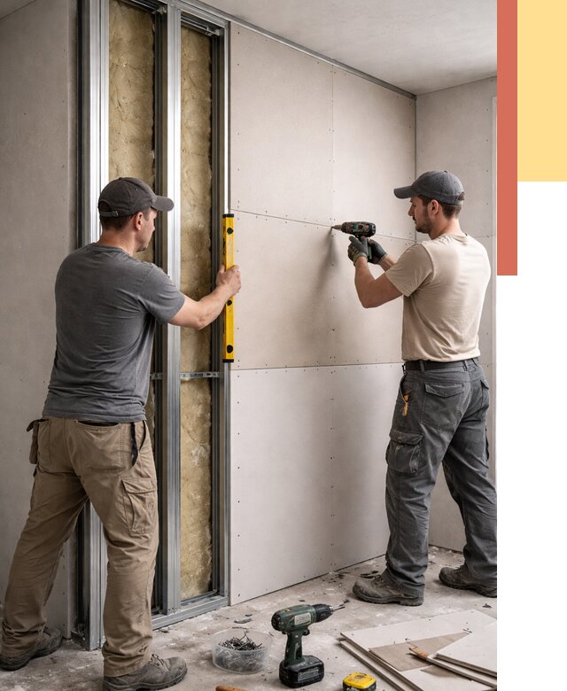 Монтаж двухслойной перегородки из гипсокартона в Вязьме от 1491 руб. | ОТДЕЛОЧНИК-Взь