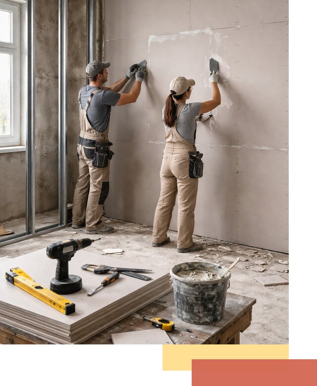 Монтаж двухслойной перегородки из гипсокартона в Вязьме