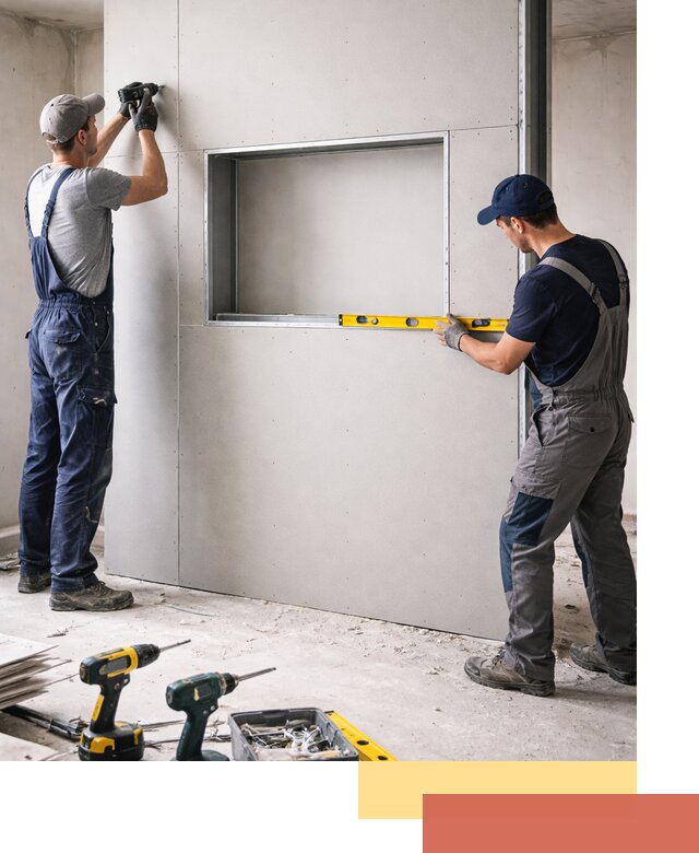 Перегородка из гипсокартона с нишей под декор в Вязьме