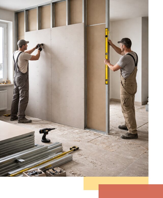 Зонирующая перегородка из гипсокартона под ключ в Вязьме