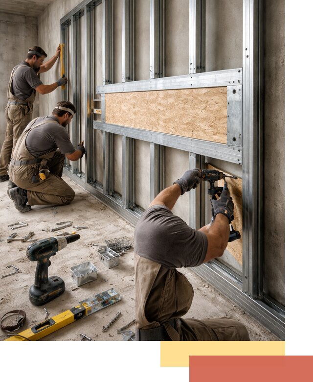 Усиленная перегородка для крепления тяжёлых конструкций в Вязьме