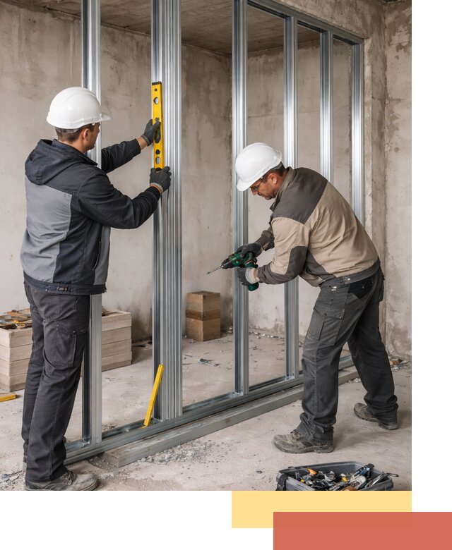 Монтаж каркаса перегородки из профиля в Вязьме