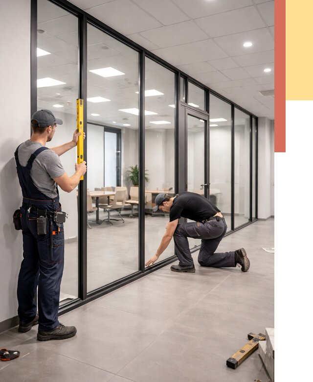 Каркасные стеклянные перегородки в Вязьме под ключ от 9459 руб. | ОТДЕЛОЧНИК-Взь