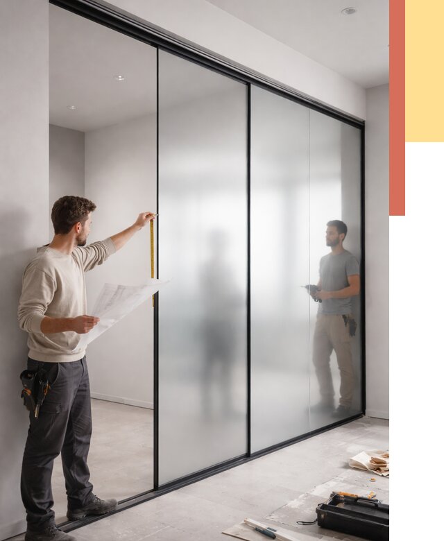 Матовые стеклянные перегородки в Вязьме от 8740 руб. — монтаж и установка | ОТДЕЛОЧНИК-Взь