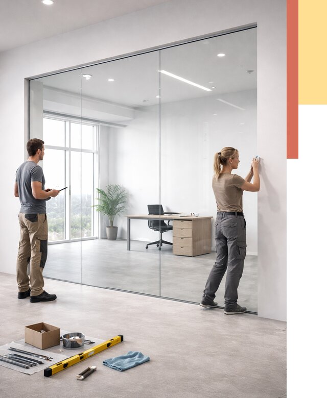 Перегородки из закаленного стекла в Вязьме от 9768 руб. под ключ | ОТДЕЛОЧНИК-Взь