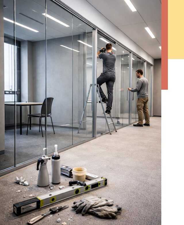 Стеклянные офисные перегородки в Вязьме от 8740 руб. — монтаж и установка | ОТДЕЛОЧНИК-Взь