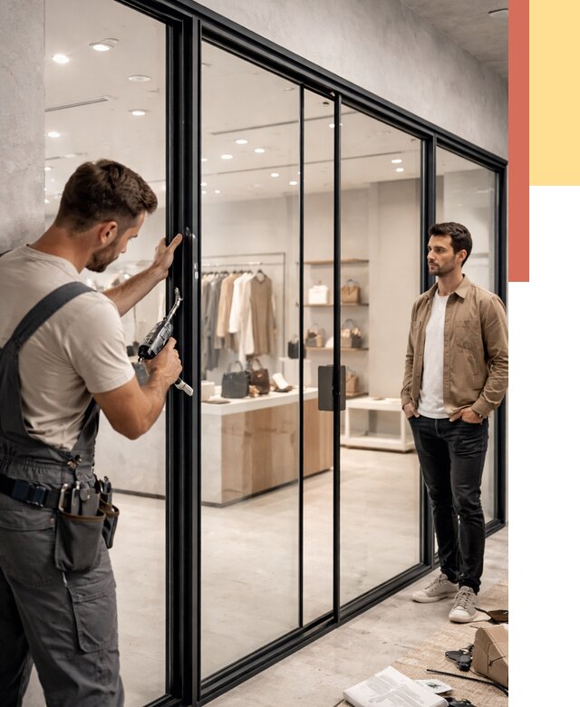 Стеклянные перегородки для магазинов в Вязьме от 8431 руб. под ключ | ОТДЕЛОЧНИК-Взь