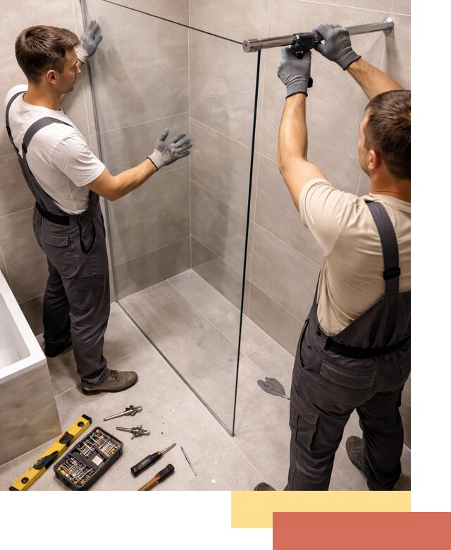 Стеклянные перегородки для душа в Вязьме — изготовление и монтаж