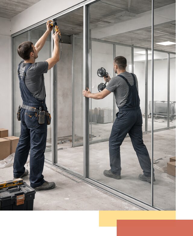 Алюминиевые перегородки со стеклом в Вязьме — изготовление и монтаж