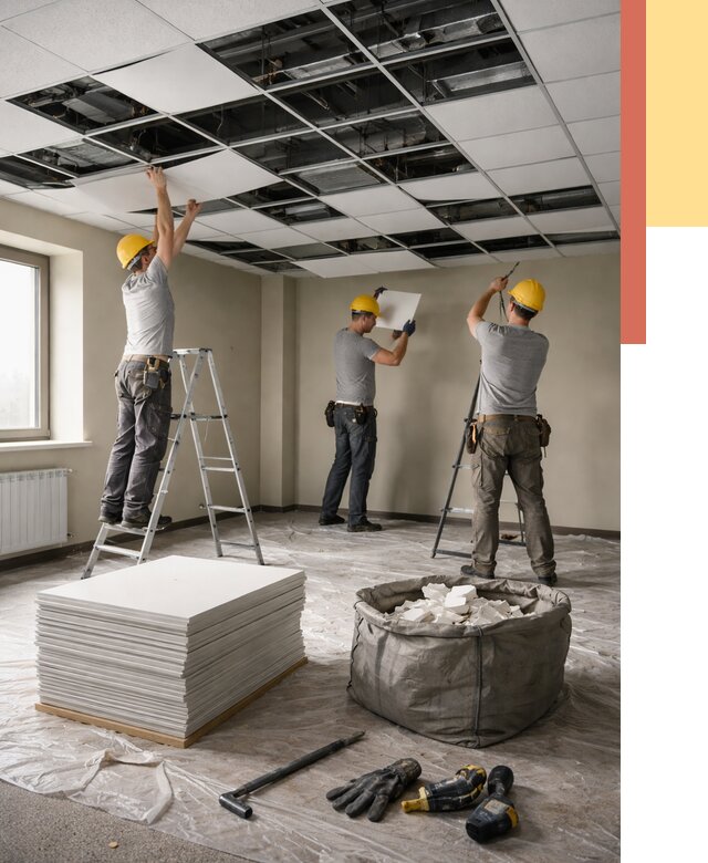 Демонтаж потолка Армстронг в Вязьме от 4627 руб. быстро и недорого | ОТДЕЛОЧНИК-Взь