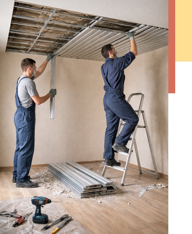 Демонтаж реечного потолка в Вязьме от 4627 руб. быстро и недорого | ОТДЕЛОЧНИК-Взь