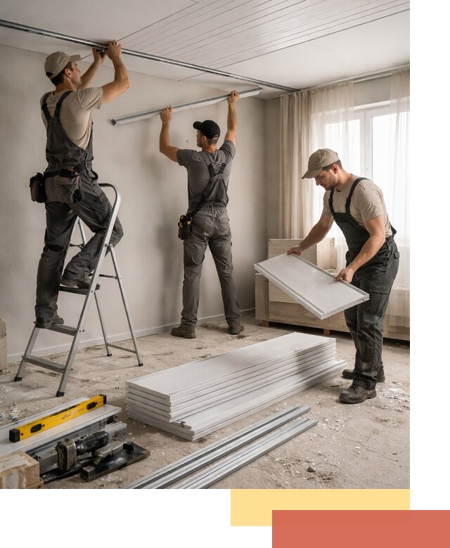 Монтаж потолка из ПВХ панелей в Вязьме оперативно и качественно