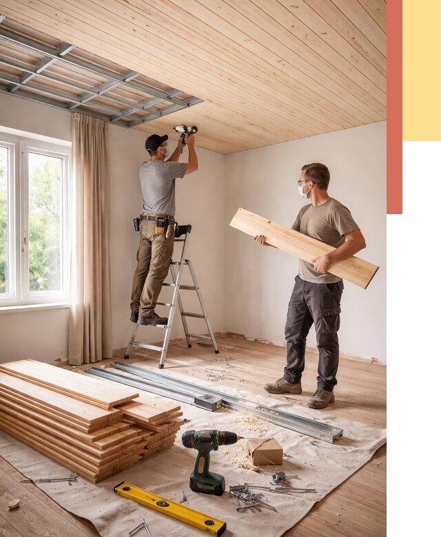 Монтаж потолка из вагонки в Вязьме от 6683 руб. | Быстро и недорого — ОТДЕЛОЧНИК-Взь