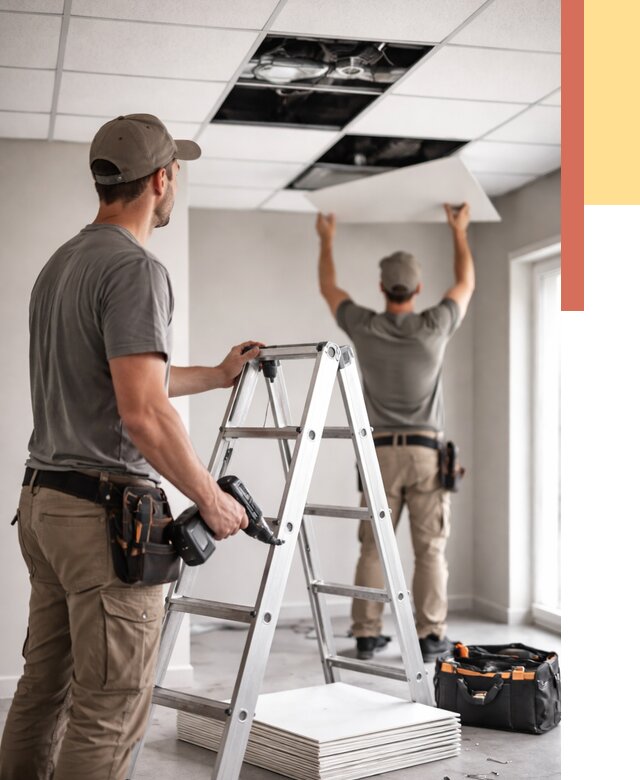 Обслуживание подвесного потолка в Вязьме от 3599 руб. — быстро и недорого | ОТДЕЛОЧНИК-Взь