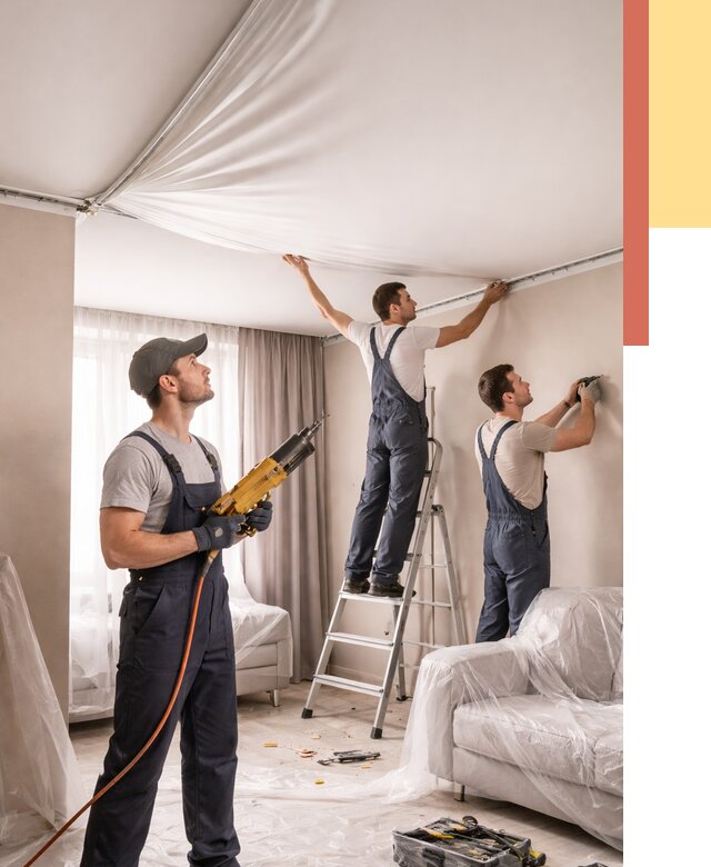 Установка натяжного потолка в Вязьме от 4627 руб. | Быстро и недорого — ОТДЕЛОЧНИК-Взь