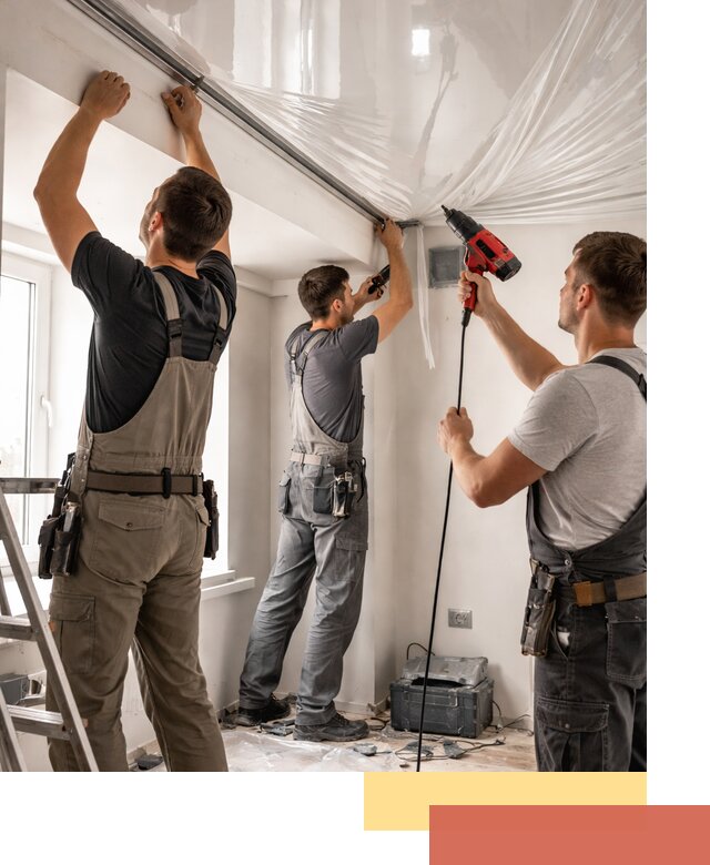 Монтаж глянцевого натяжного потолка в Вязьме быстро и качественно