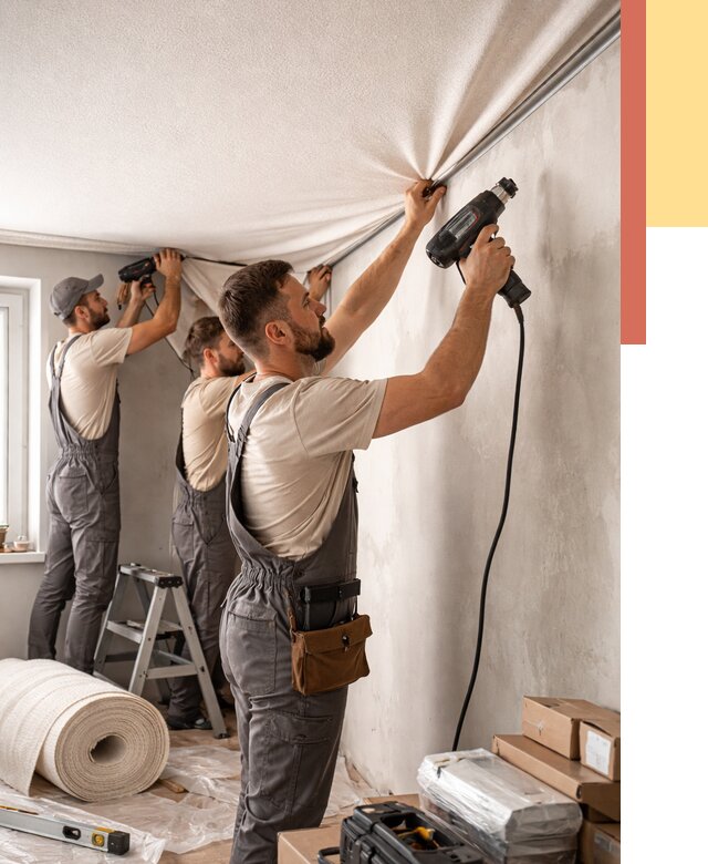 Монтаж фактурного натяжного потолка в Вязьме от 771 руб. — ОТДЕЛОЧНИК-Взь