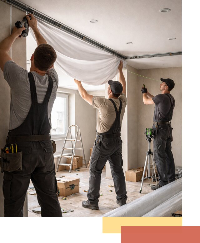 Монтаж парящего натяжного потолка под ключ в Вязьме