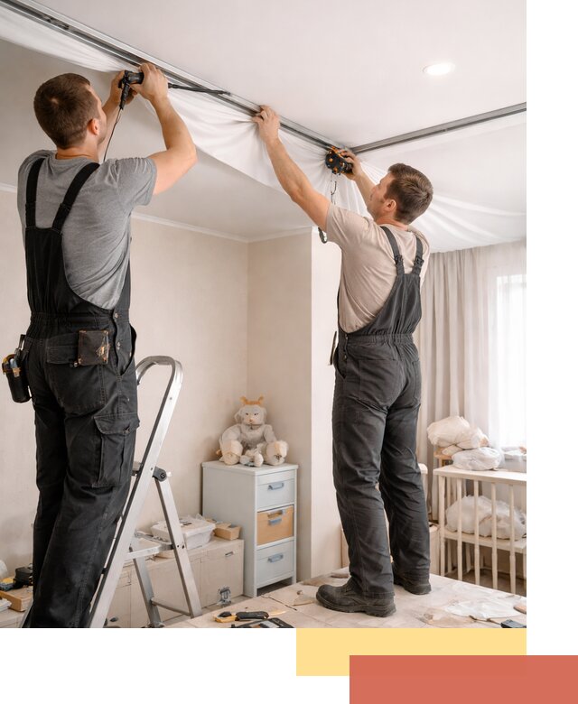 Монтаж натяжного потолка в детской комнате в Вязьме