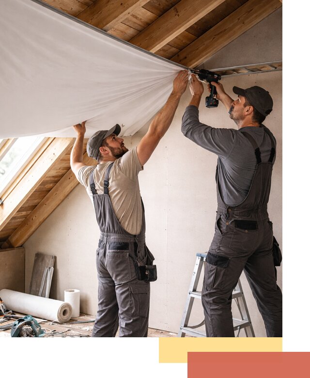 Монтаж натяжного потолка в мансарде в Вязьме