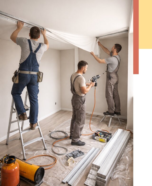 Монтаж натяжного потолка в студии в Вязьме от 5655 руб. — быстро и недорого | ОТДЕЛОЧНИК-Взь